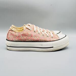 Converse Shoes Womens 7 Pink Floral Chuck Taylor All Star Lift Low Top Sneakers